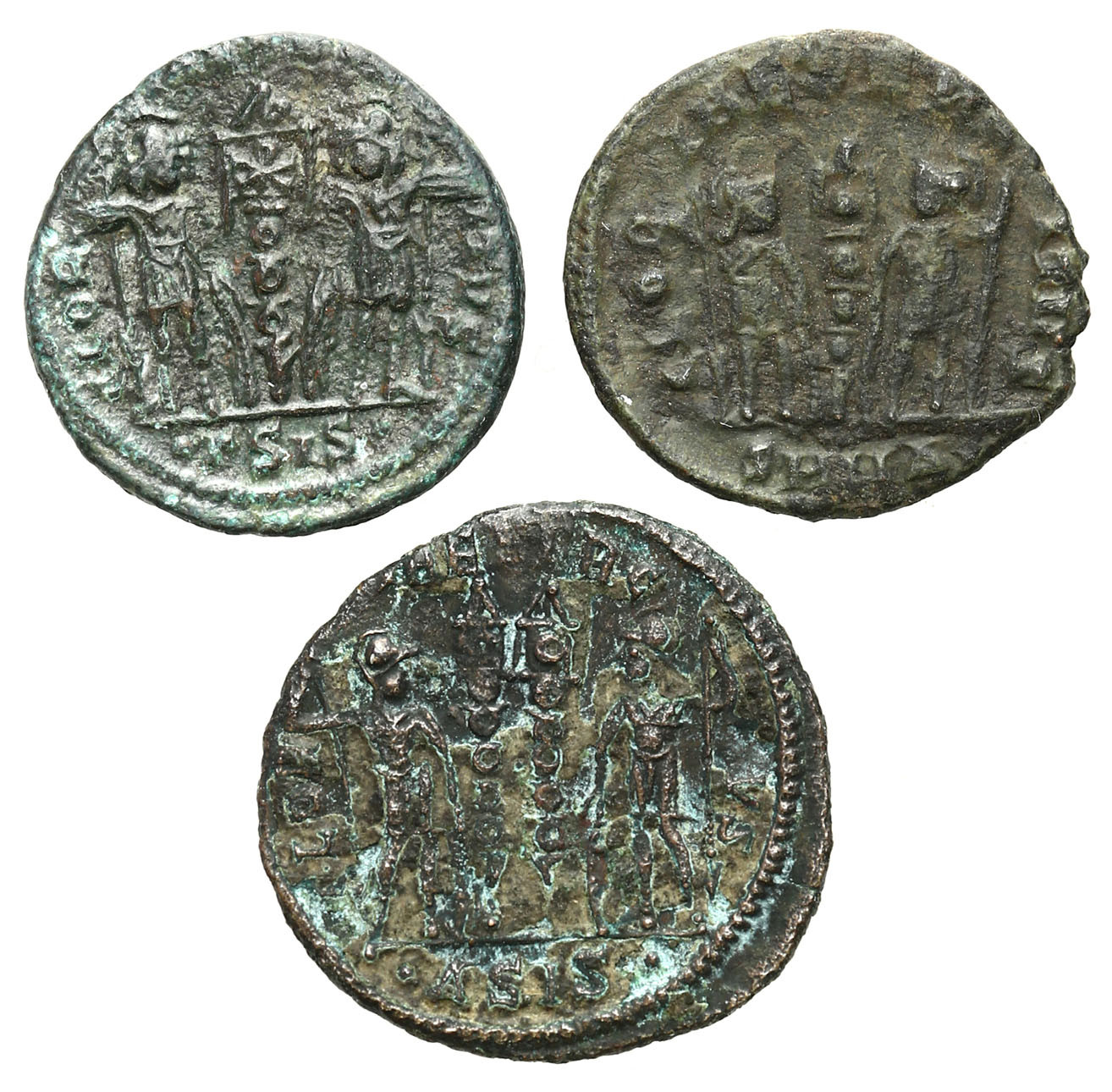 Cesarstwo Rzymskie, Lot 3 sztuk Follisów, Konstans 337 -350 n.e.
